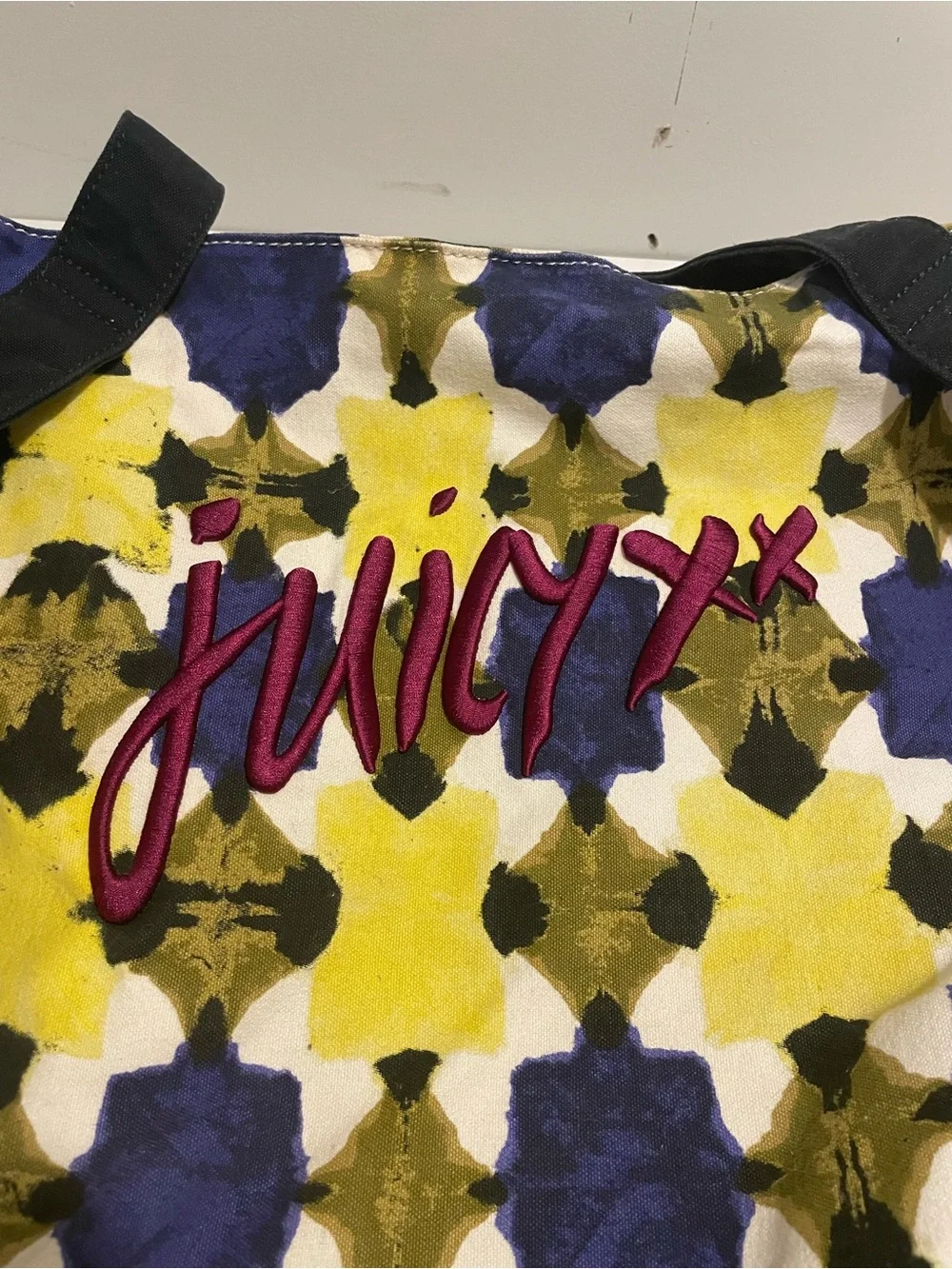 Juicy Couture Brand Floral Boho Oversized Tote Bag Embroidered Juicy XX Purse